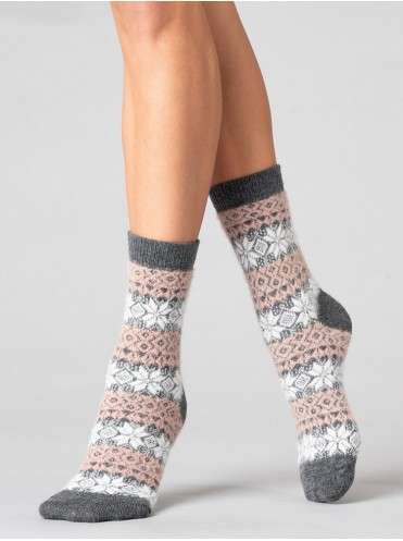 Giulia WS3 WOOL 2304 теплые носки из шерсти со снежинками