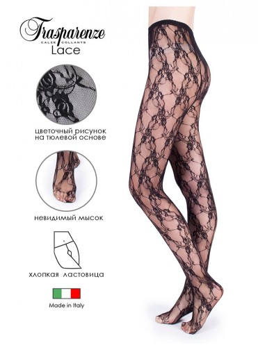 Trasparenze Lace 30 ажурные колготки с цветочным рисунком